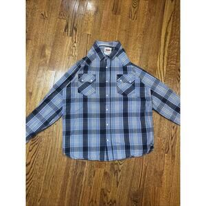 Levi’s Modern Western Plaid Pearl Snap Shirt Men’s L Blue Long Sleeve